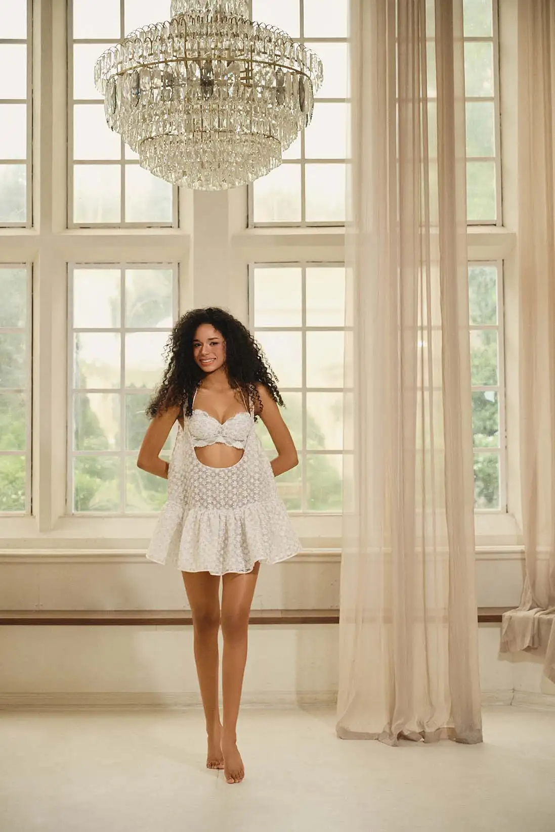 Evelyn Adore - Floral Bralette & Lace Dress Set