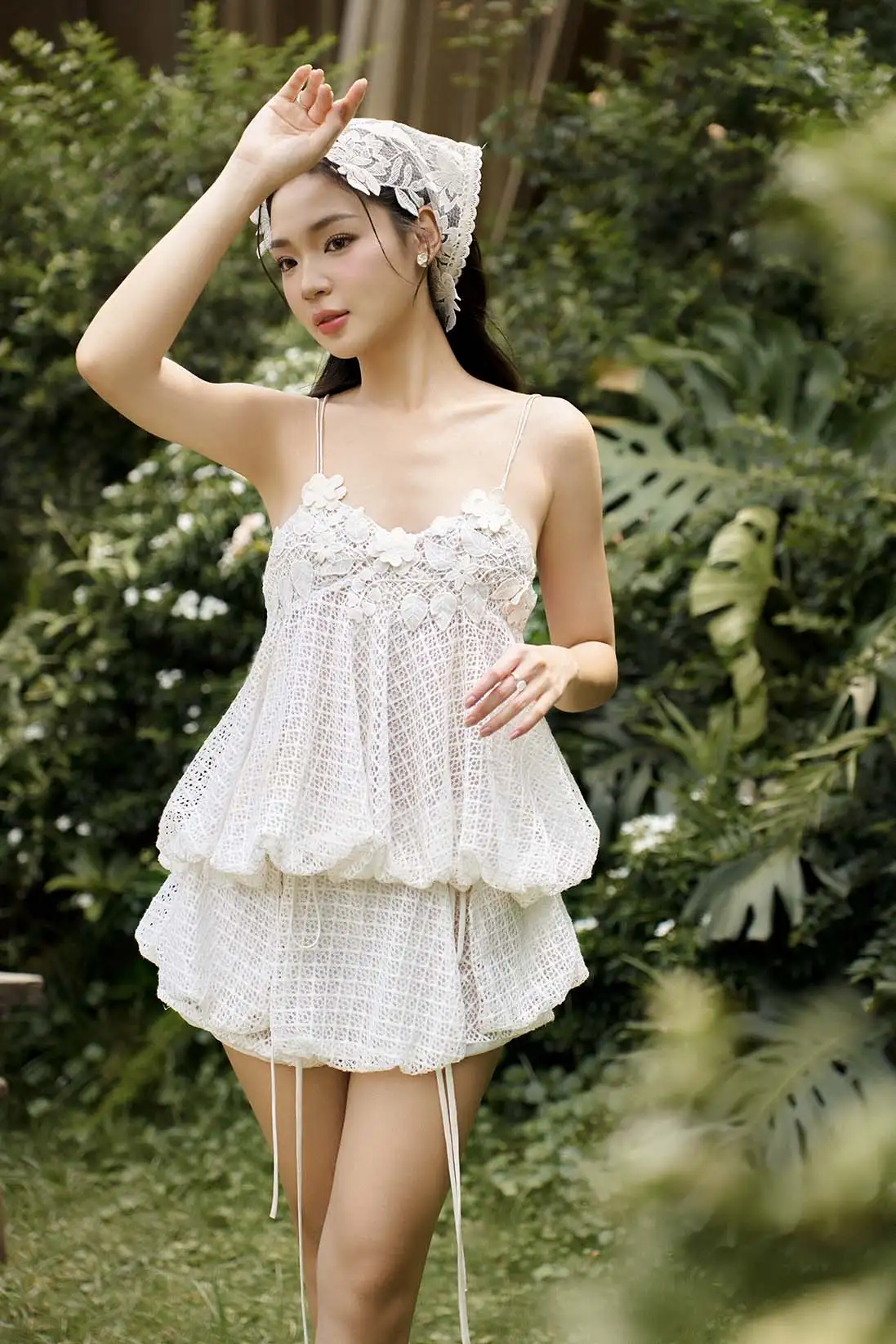 Gardenia Lace – Floral Ruched Set