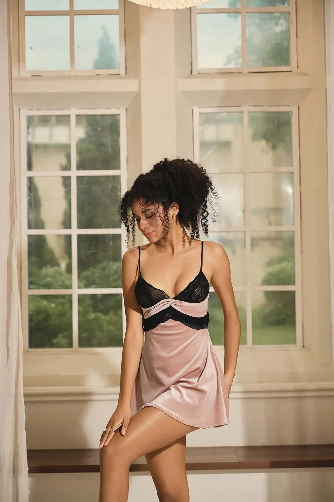 Lyra – Dual Velvet Trim Dress