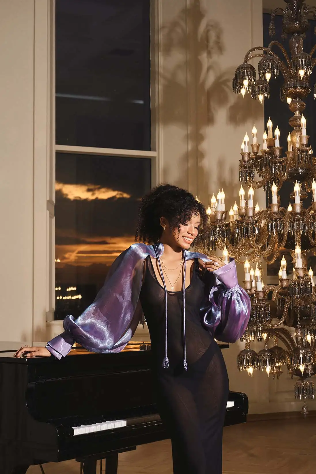 Starlight Shadow – Organza Tie-Front Shrug & Bodycon Dress Set