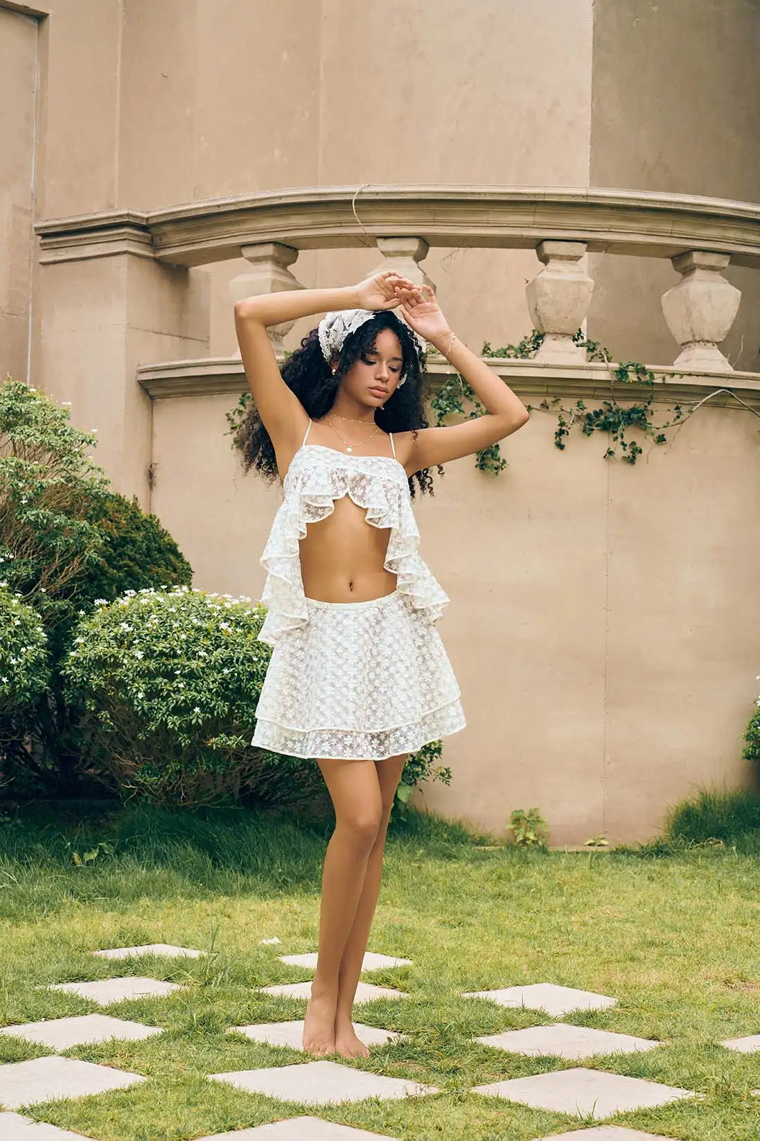 Zerra Daze – Double-Strap Mullet Ruffle Top & Tiered Mini Skirt Set